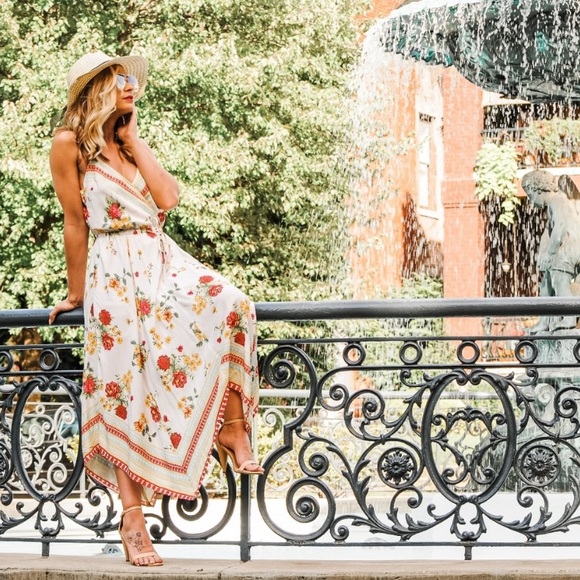 Boho Floral Sharkbite Maxi Dress - Picture 3 of 7